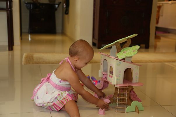 Mei Mei enjoying one of her birthday gifts