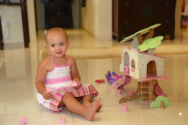 Mei Mei enjoying one of her birthday gifts